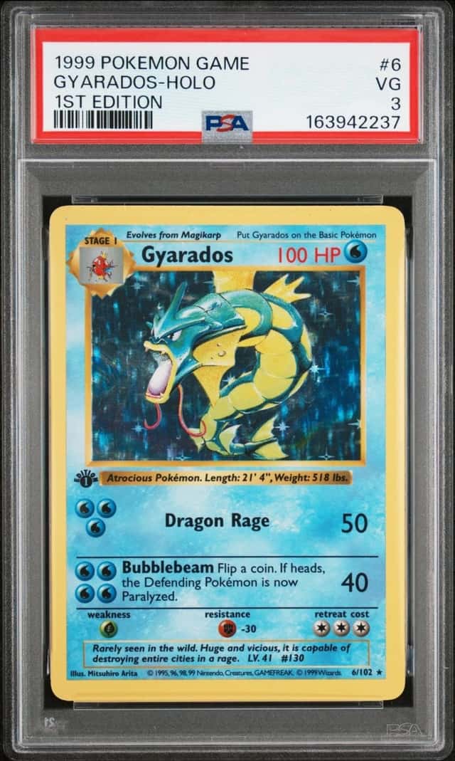 1999 POKEMON BASE SET 1ST EDITION #6 GYARADOS-HOLO PSA 3