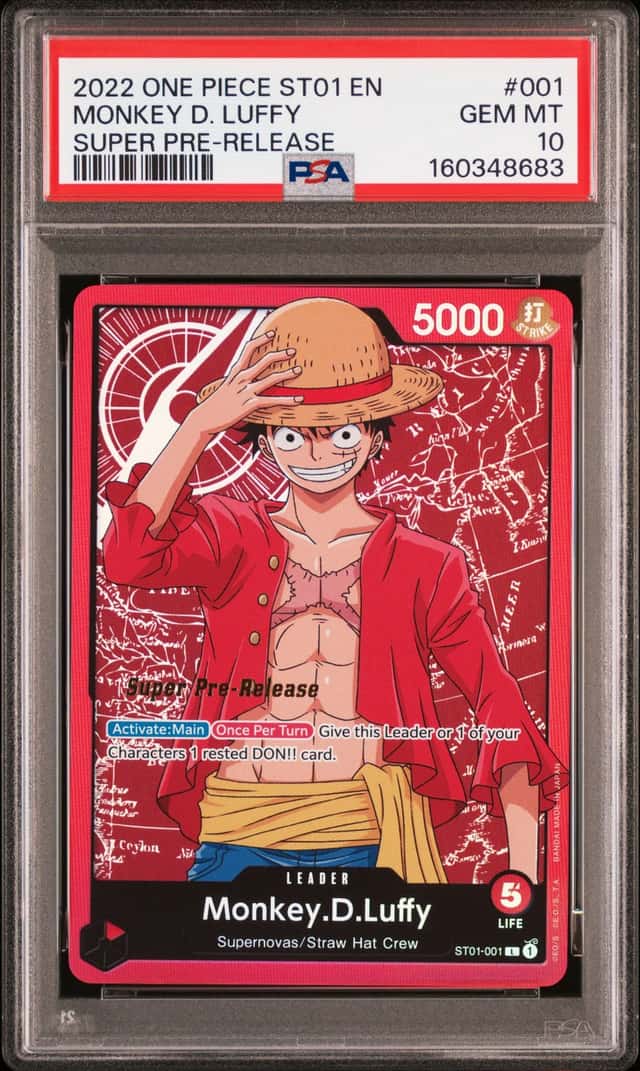 OP MONKEY D. LUFFY 2022 STARTER DECK STRAW HAT CREW SUPER PRE-RELEASE PSA 10