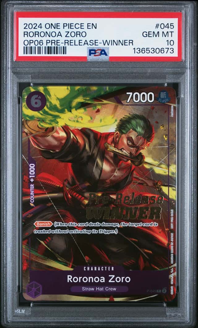 Roronoa Zoro PSA 10 One Piece Promo Wings of the Captain Prerelease Winner 2024