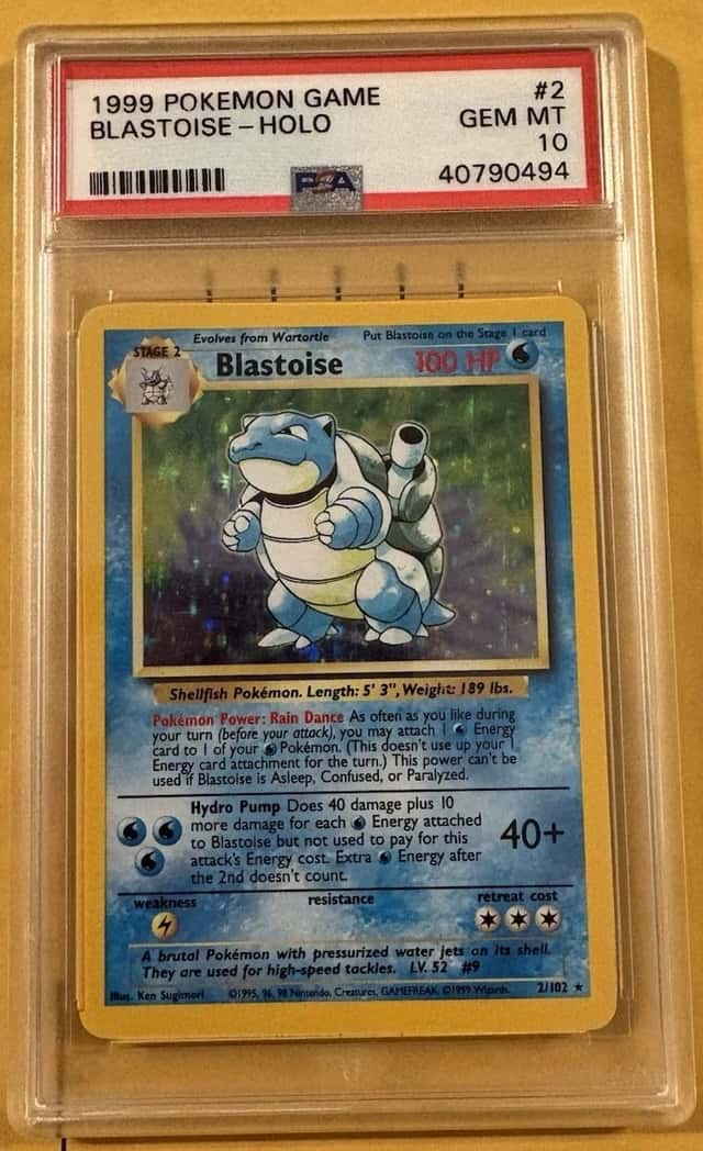 Pokémon TCG Base Set Blastoise Holo Card 2/102 PSA 10 Low Population