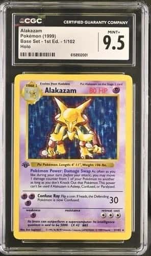 Pokémon Alakazam 1999 Base Set - 1st Ed. 1/102 Holo CGC 9.5