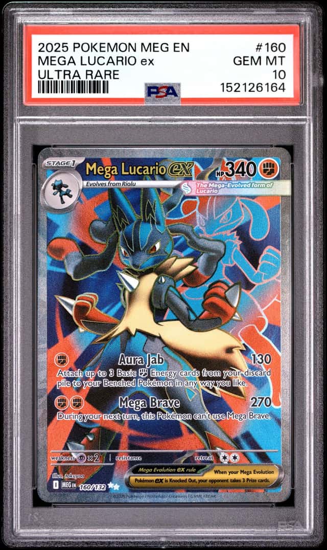 2025 POKEMON MEG EN-MEGA EVOLUTION ULTRA RARE #160 MEGA LUCARIO EX PSA 10