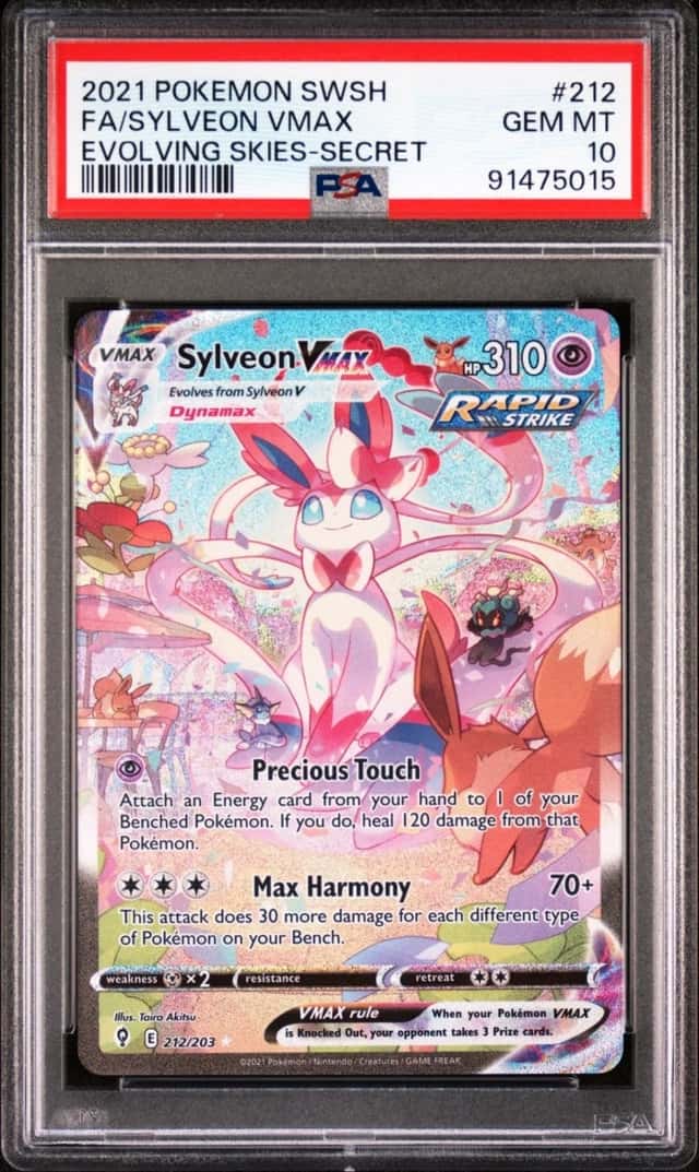 2021 POKEMON FA/SYLVEON VMAX EVOLVING SKIES-SECRET SWORD & SHIELD #212 PSA 10
