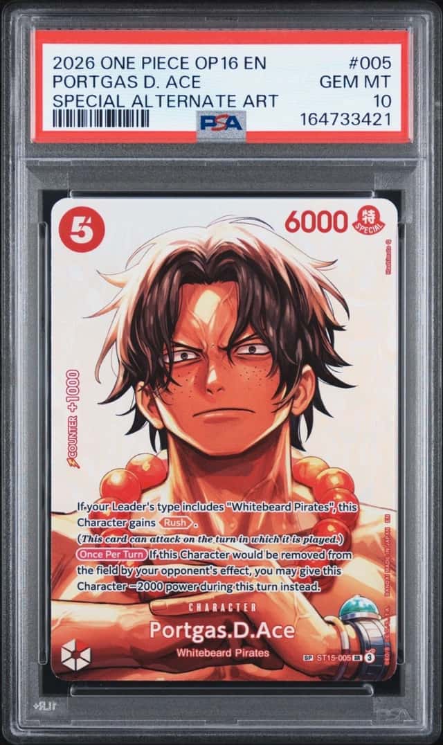 2026 ONE PIECE OP16-THE TIME OF BATTLE #005 PORTGAS D. ACE PSA 10