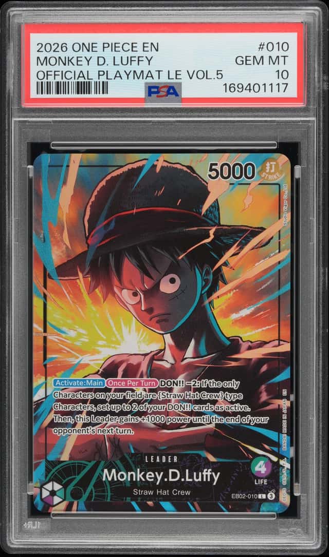 2026 ONE PIECE PROMOS 010 MONKEY D. LUFFY PLAYMAT LE VOL.5 PSA 10 ENGLISH