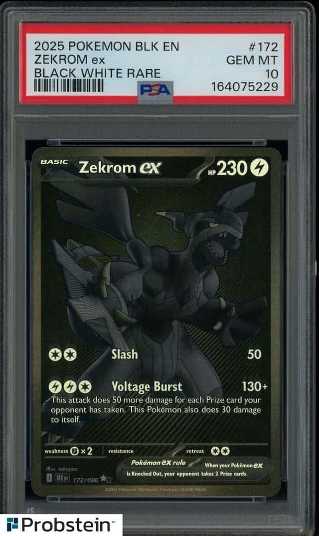 2025 Pokemon BLK EN Black White Rare #172 Zekrom ex PSA 10 GEM MINT