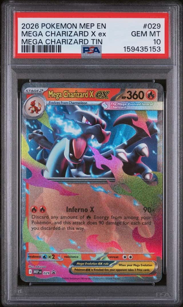 PSA 10 GEM MT 2026 POKÉMON MEP EN-ME BLACK STAR PROMO 029 MEGA CHARIZARD X EX