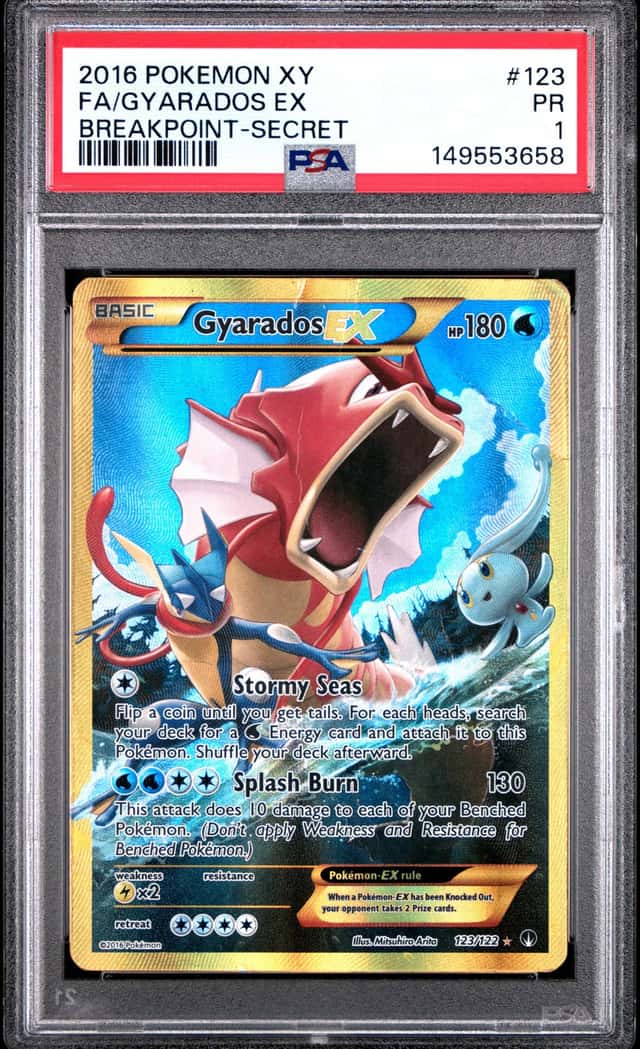 2016 POKEMON XY BREAKPOINT SECRET #123 FULL ART/GYARADOS EX PSA 1