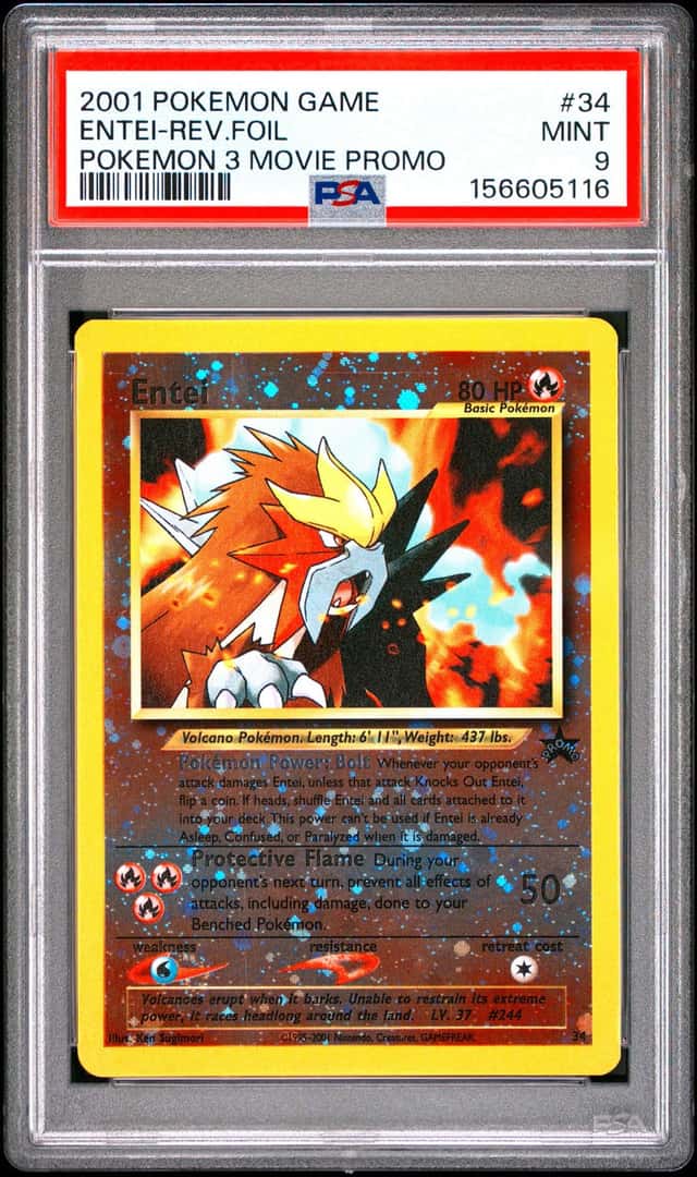 2001 POKEMON GAME MOVIE POKEMON 3 MOVIE PROMO #34 ENTEI-REVERSE FOIL PSA 9