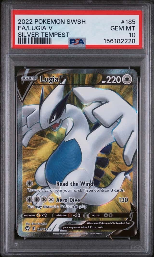 2022 POKEMON SWORD & SHIELD SILVER TEMPEST #185 FULL ART/LUGIA V PSA 10