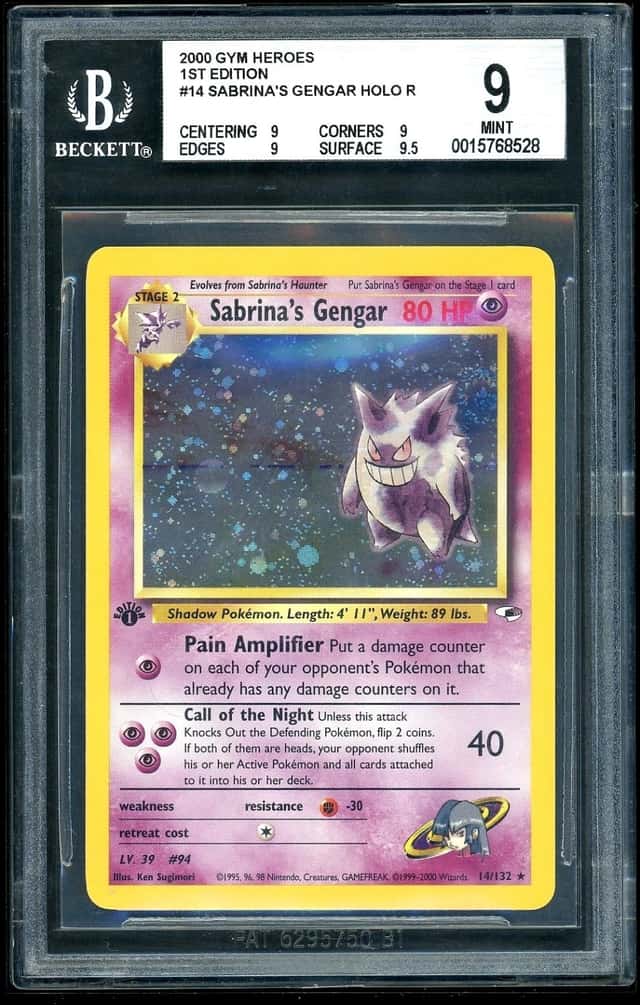 2000 Pokemon Sabrina's Gengar HOLO R Gym Heroes 1st Edition BGS 9