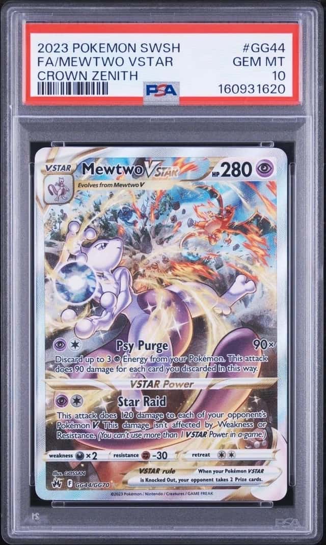 2023 POKEMON SWORD & SHIELD CROWN ZENITH #GG44 FULL ART/MEWTWO VSTAR PSA 10
