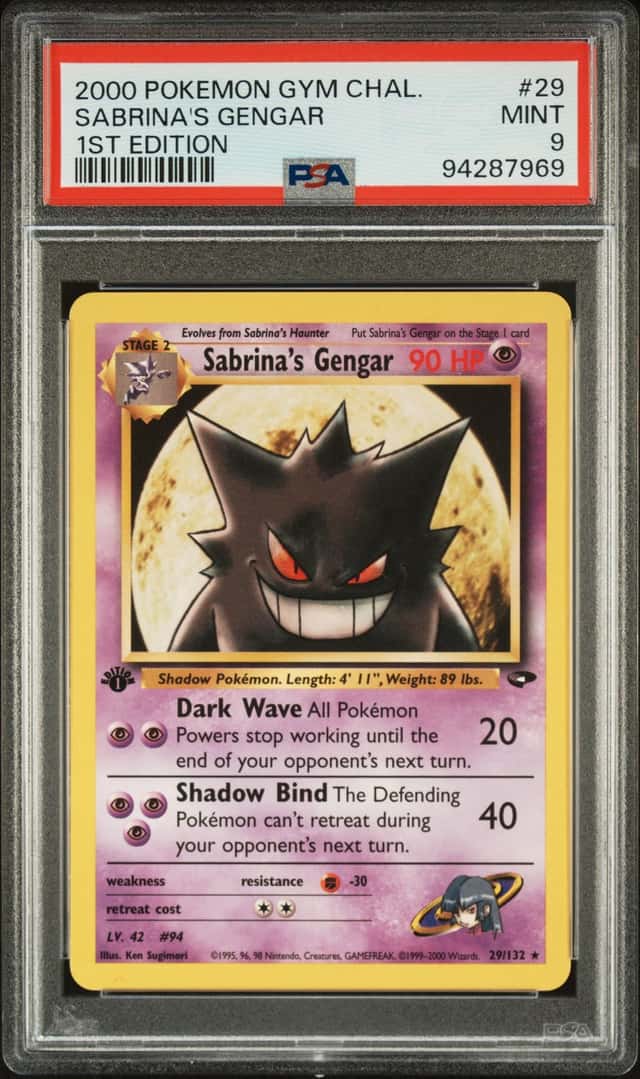 2000 POKEMON SABRINA'S GENGAR 1ST EDITION GYM CHALLENGE #29 PSA 9