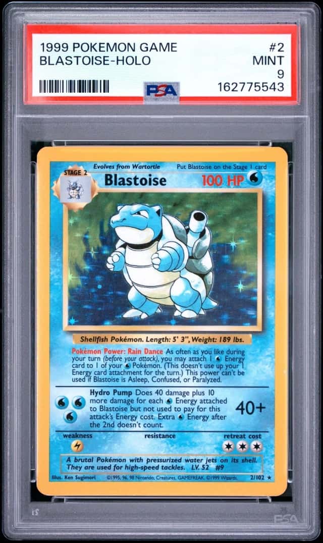 1999 POKEMON BASE SET UNLIMITED #2 BLASTOISE-HOLO PSA 9