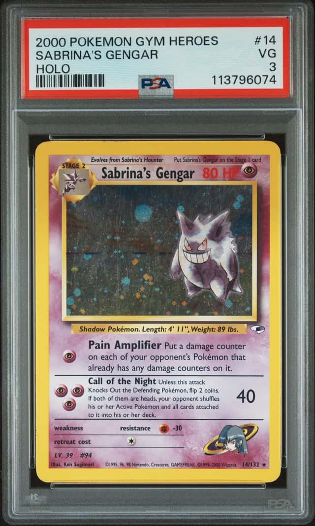2000 POKEMON GYM HEROES HOLO #14 SABRINA'S GENGAR PSA 3