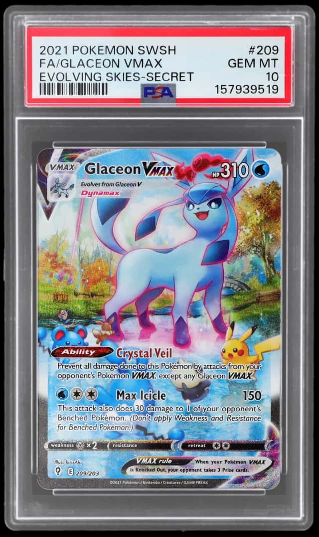 2021 Pokemon Sword and Shield Evolving Skies Secret Rare Glaceon Vmax #209