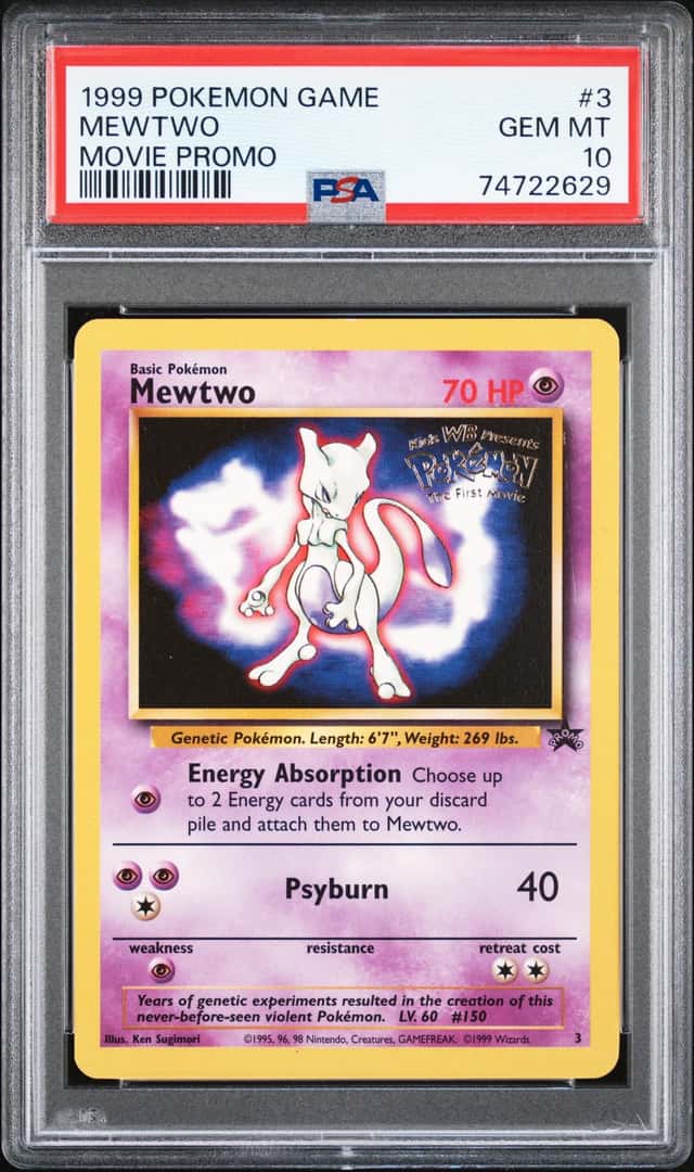 1999 Pokemon Wizards of the Coast Black Star Promo First Movie Mewtwo #3