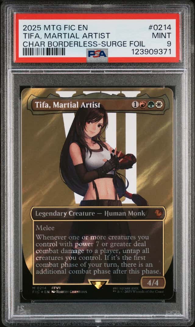 MTG Final Fantasy Borderless Surge Foil Tifa Martial Artist Card #0214 PSA 9