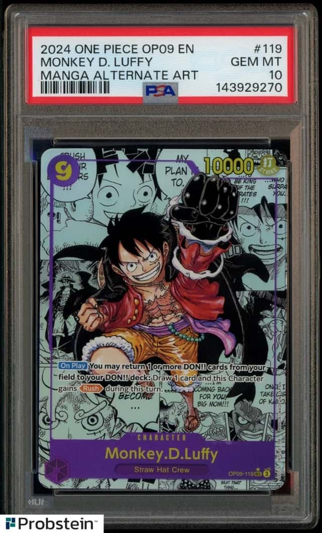 2024 One Piece OP09 EN Manga Alternate Art #119 Monkey D Luffy PSA 10 GEM MINT