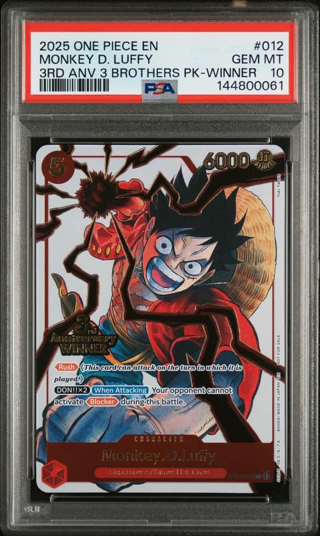 2025 One Piece Promo 3rd Anniversary Tournament 3 Brothers Pack Winner Monkey D. Luffy #ST01012