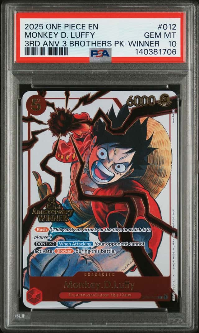 2025 One Piece Promo 3rd Anniversary Tournament 3 Brothers Pack Winner Monkey D. Luffy #ST01012