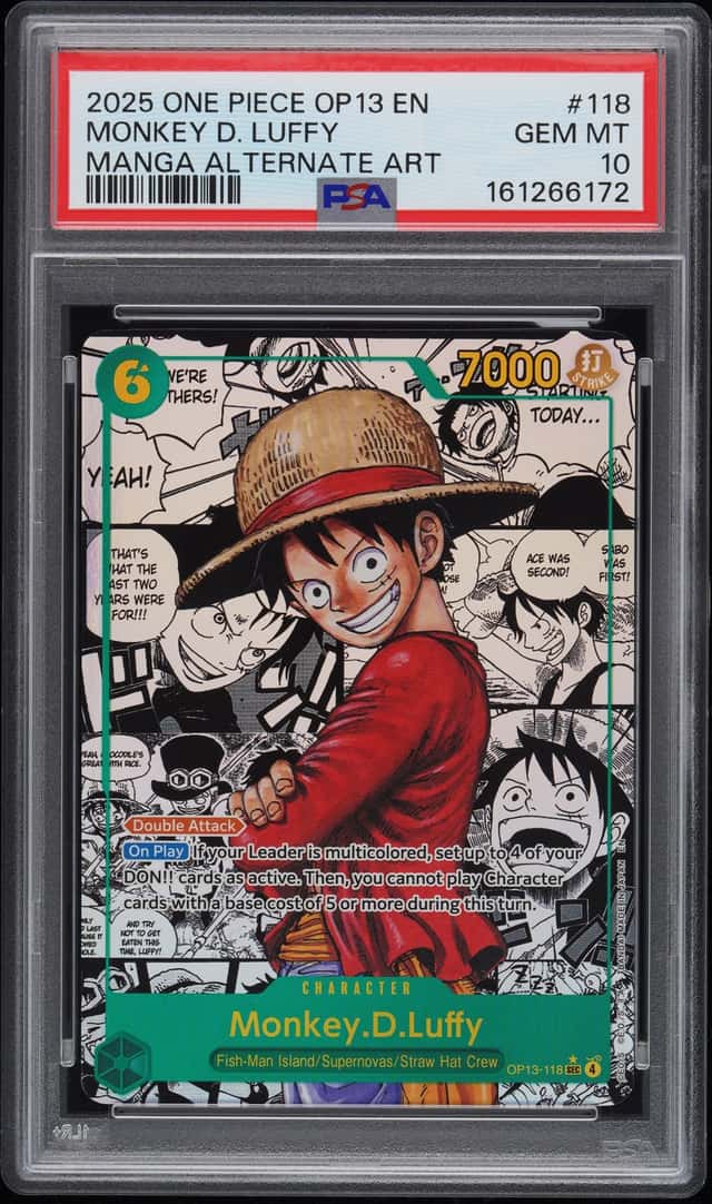 2025 One Piece OP13 En Manga Alternate Art #118 Monkey D. Luffy PSA 10 GEM MINT