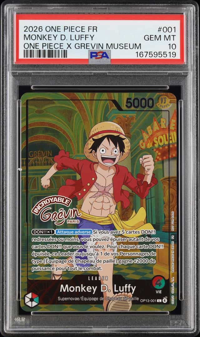 One Piece Monkey D Luffy OP13-001 X Museum Grevin Promo Paris Exclusive PSA 10