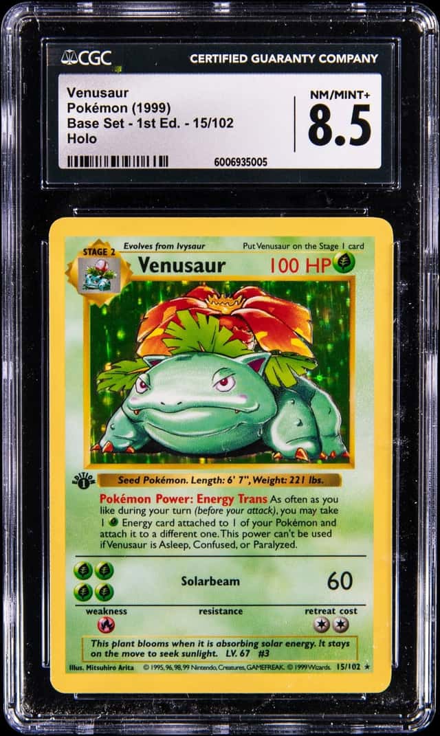 1999 Pokemon Base Set 1st Edition Holo #15 Venusaur - CGC NM/MINT+ 8.5