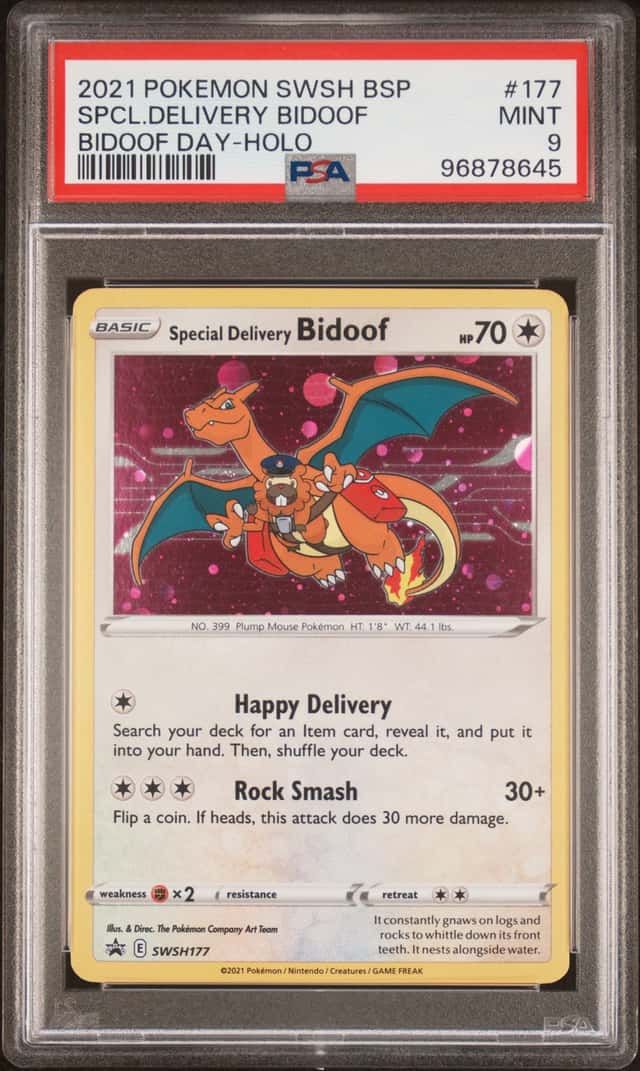 2021 Pokemon Sword and Shield Promos Bidoof Day Holo Special Delivery Bidoof #177