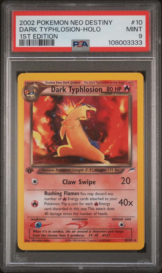 2002 Pokemon Neo Destiny 1st Edition Holo Dark Typhlosion #10
