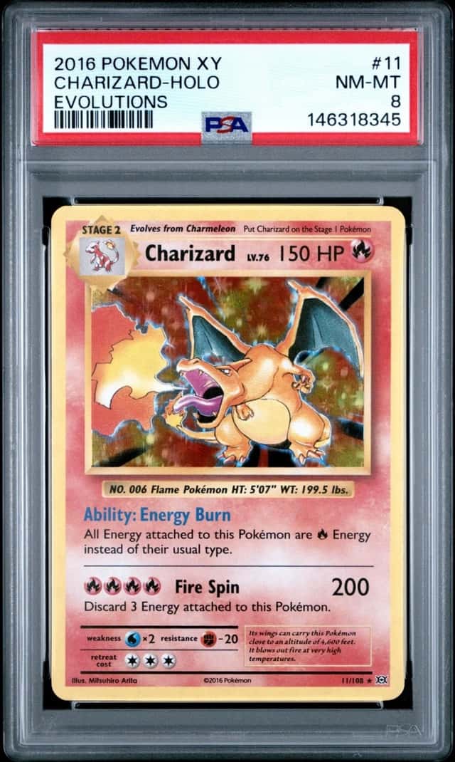 2016 POKEMON XY EVOLUTIONS #11 CHARIZARD-HOLO PSA 8