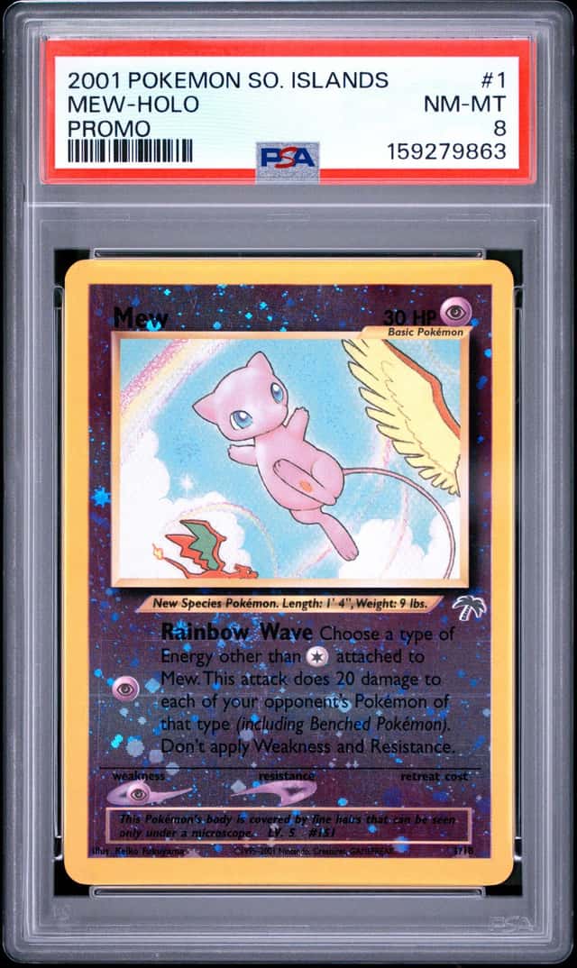 New Cert* Mew PSA 8 Swirl - Southern Islands - R. Holo - Pokémon 2001 WOTC #1/18