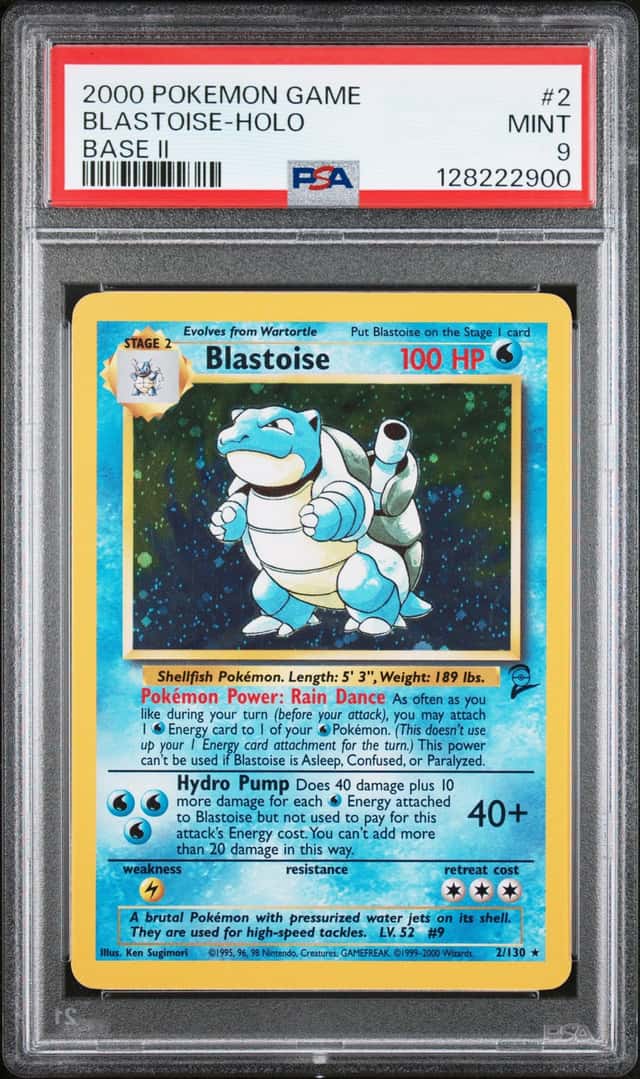 2000 Pokemon TCG Blastoise Base Set 2 Holo Rare Pokemon Card #2/130 PSA 9