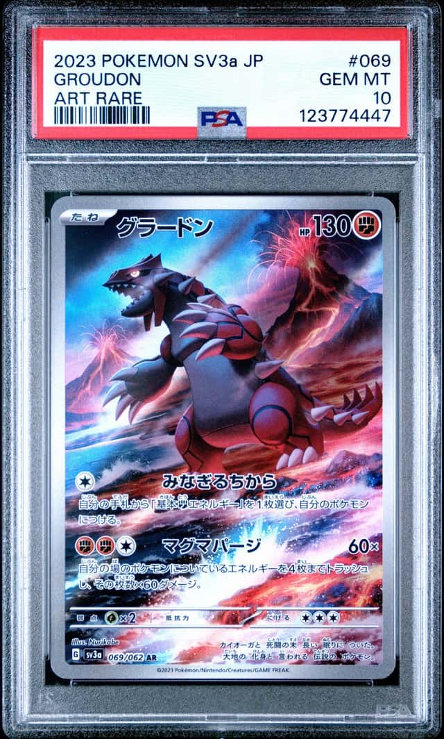 Pokémon TCG PSA 10 2023 SV3a Japanese Groudon Art Rare 069/062