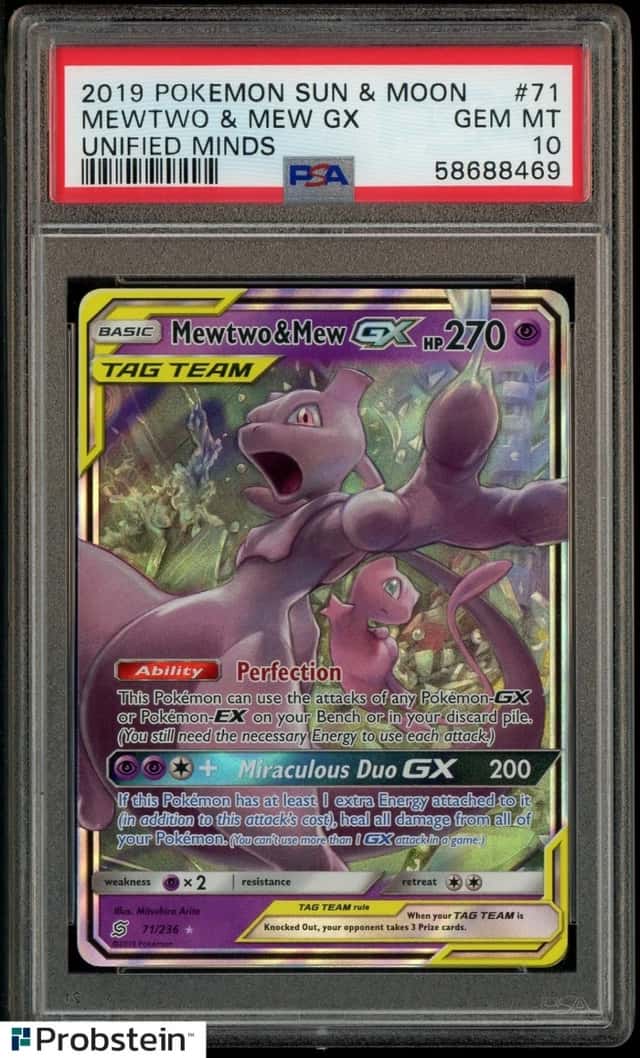 2019 Pokemon Sun & Moon Unified Minds #71 Mewtwo & Mew GX PSA 10 GEM MINT