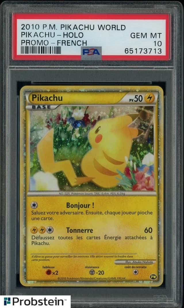 2010 POKEMON WORLD COLLECTION PIKACHU-HOLO PROMO-FRENCH PSA 10 GEM MINT