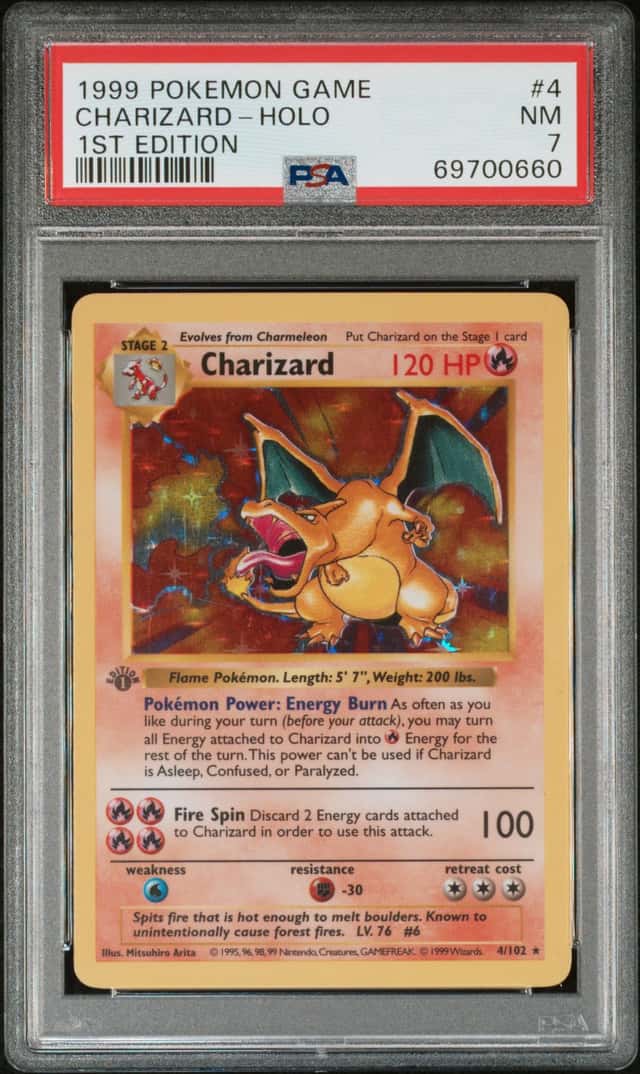 Pokemon 1999 1st Edition Base Set Shadowless Charizard Holo #4 PSA 7