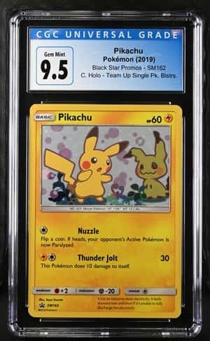 2019 Pokemon SM BSP Team Up Single Pack Blister #SM162 Pikachu Holo CGC 9.5