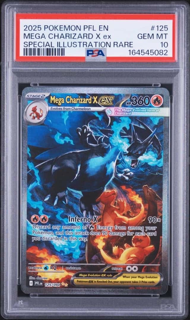 PSA 10 GEM MT 2025 POKEMON PFL EN-PHANTASMAL FLAMES #125 MEGA CHARIZARD X ex SIR