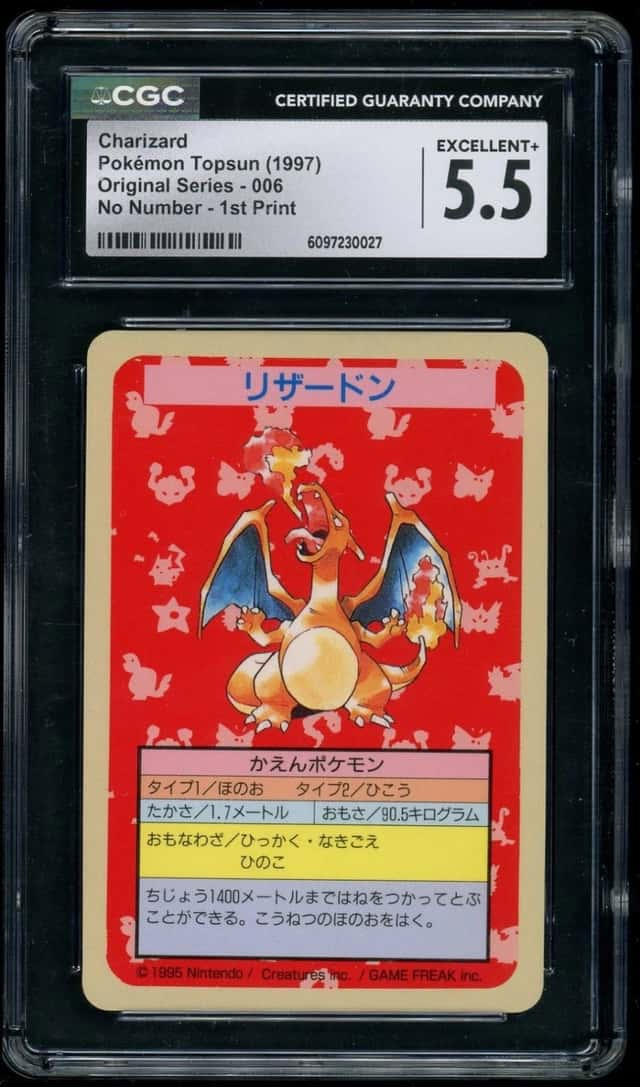 Pokémon Topsun Charizard 1997 JP Orig Series No Number Error- 1st Print CGC 5.5 