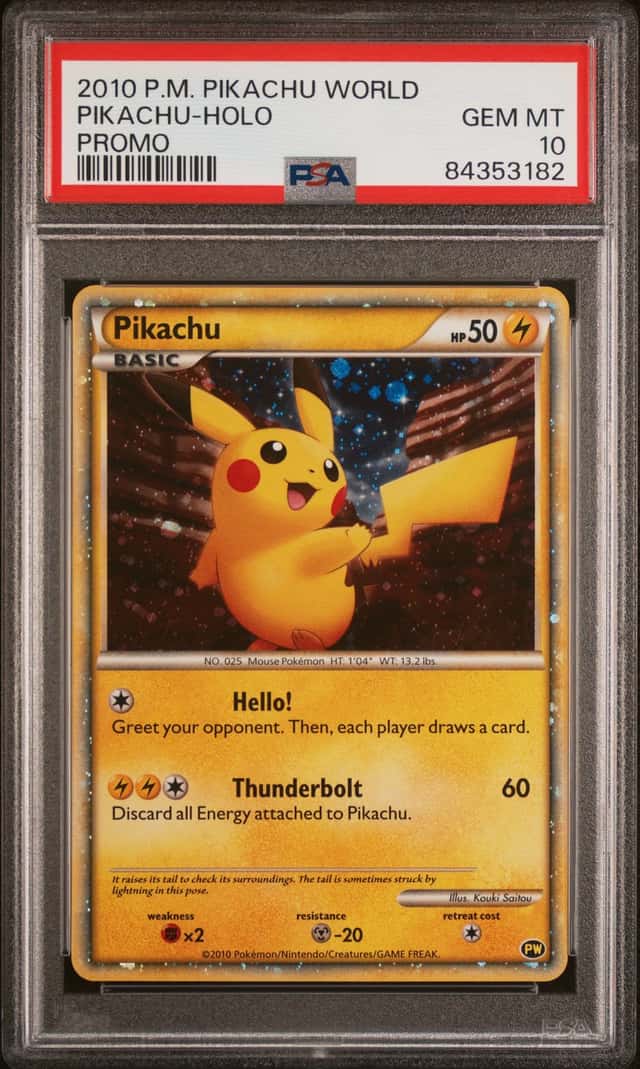 POKEMON PIKACHU 2010 WORLD COLLECTION HOLO PROMO PSA 10