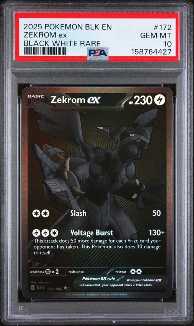 2025 POKEMON BLK EN-BLACK BOLT BLACK WHITE RARE #172 ZEKROM EX PSA 10