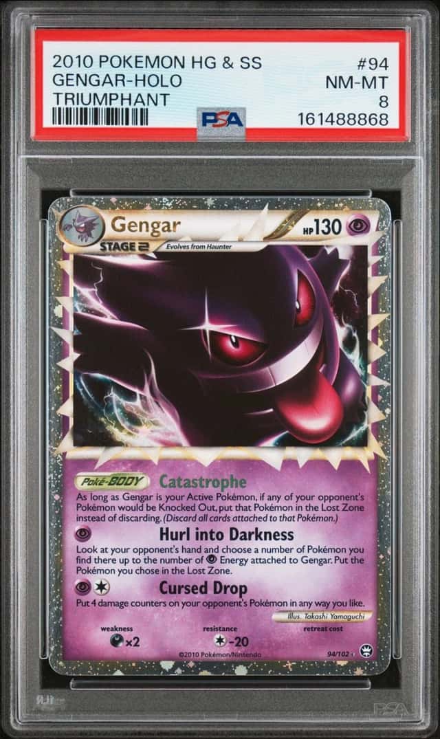 2010 POKEMON HEARTGOLD & SOULSILVER TRIUMPHANT #94 GENGAR-HOLO PSA 8