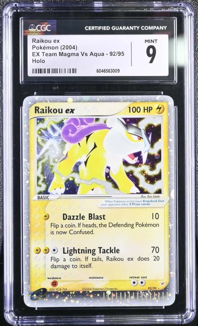 2004 Pokémon Raikou ex Holo EX Team Magma Vs Aqua #92 CGC 9