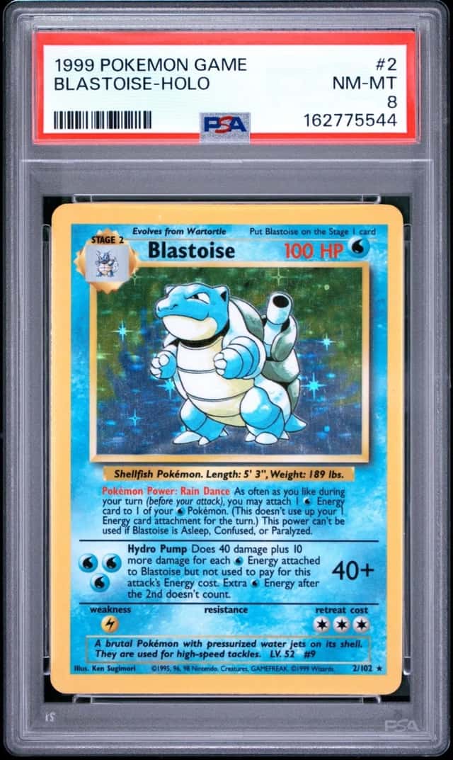 1999 POKEMON BASE SET UNLIMITED #2 BLASTOISE-HOLO PSA 8