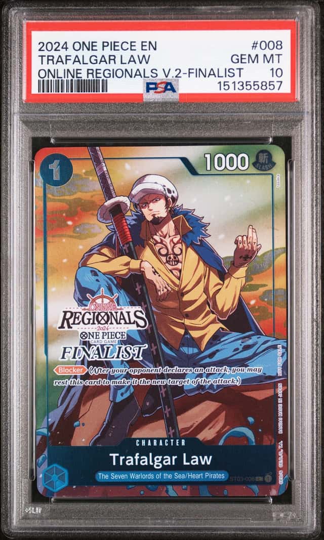2024 One Piece EN Online Regionals Finalist #008 Trafalgar Law PSA 10 GEM MINT