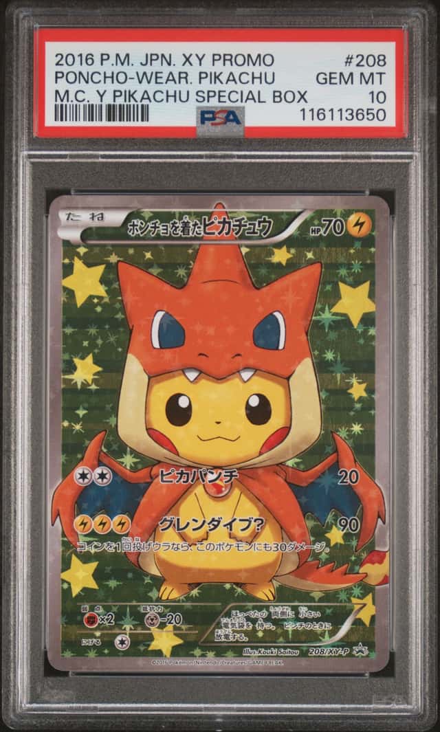 2016 Pokemon Japanese XY Promo Full Art Mega Charizard Y Poncho Pikachu #208 PSA 10 GEM MINT