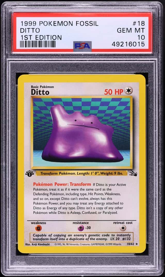 1999 Pokemon Fossil 1st Edition Ditto #18 PSA 10 GEM MINT