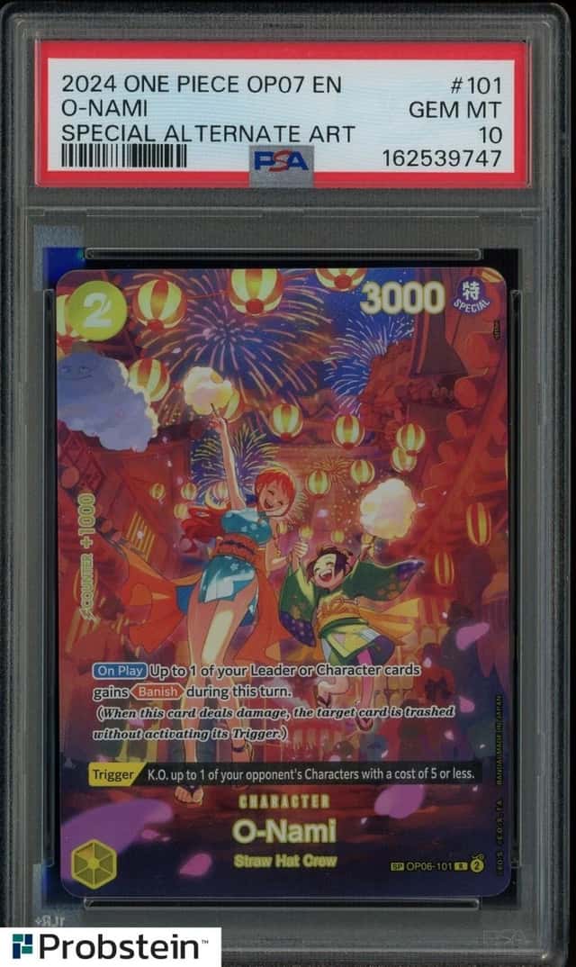 2024 One Piece OP07 Japanese Special Alternate Art #101 O-Nami PSA 10 GEM MINT