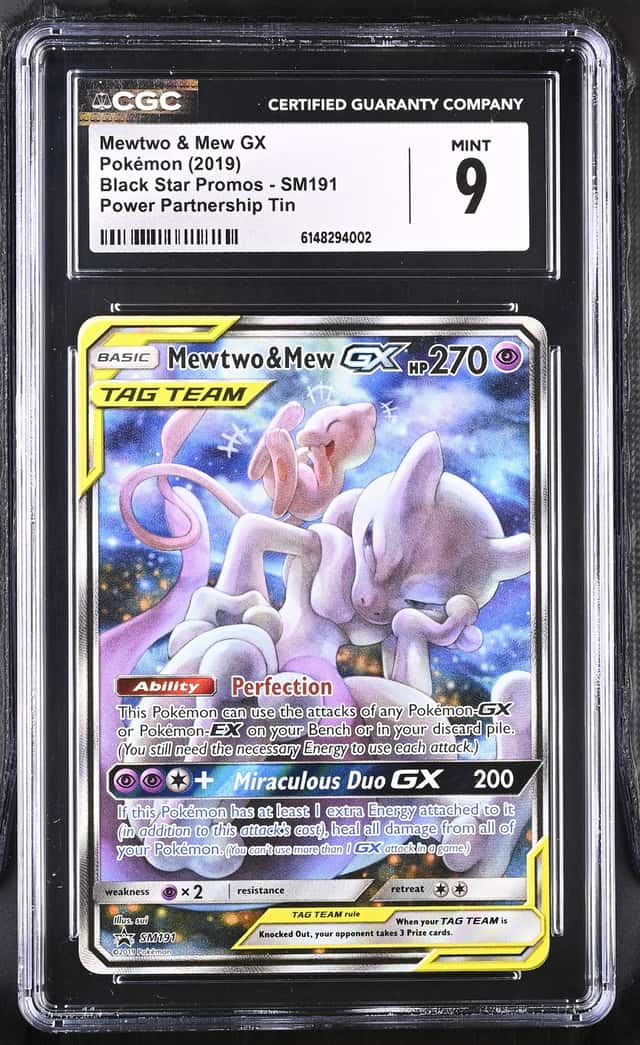 2019 Pokemon BSP Power Partnership Tin #SM191 Mewtwo & Mew GX CGC 9